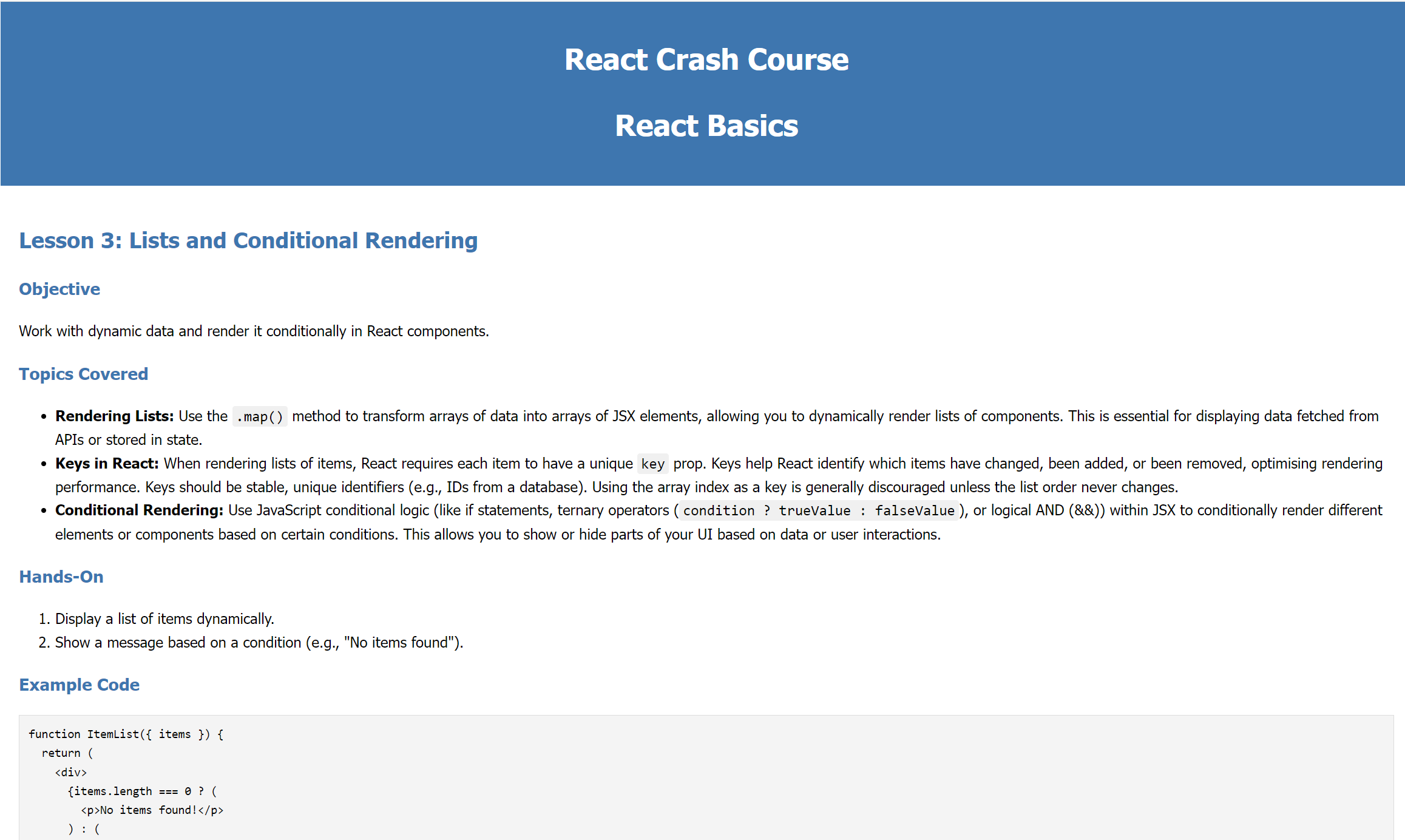 React Crash Course